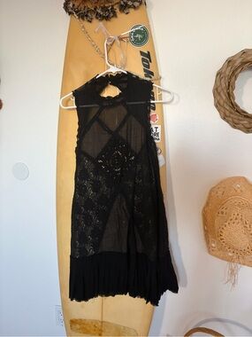 Free People Black Crochet Tunic Top